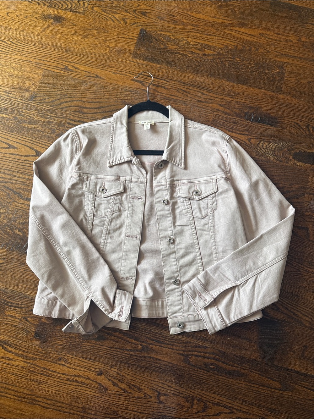 Tribal Light Beige Jean Jacket - Button-Front